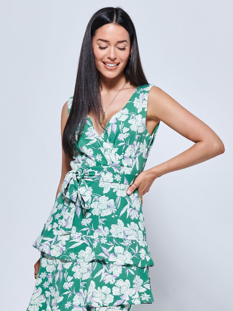 Jolie Moi Green Della Crepe Frill Hem Maxi Dress - Image 6 of 6