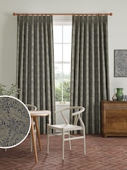 William Morris At Home Indigo Blue Larkspur Woven Made to Measure Curtains - Image 1 of 9