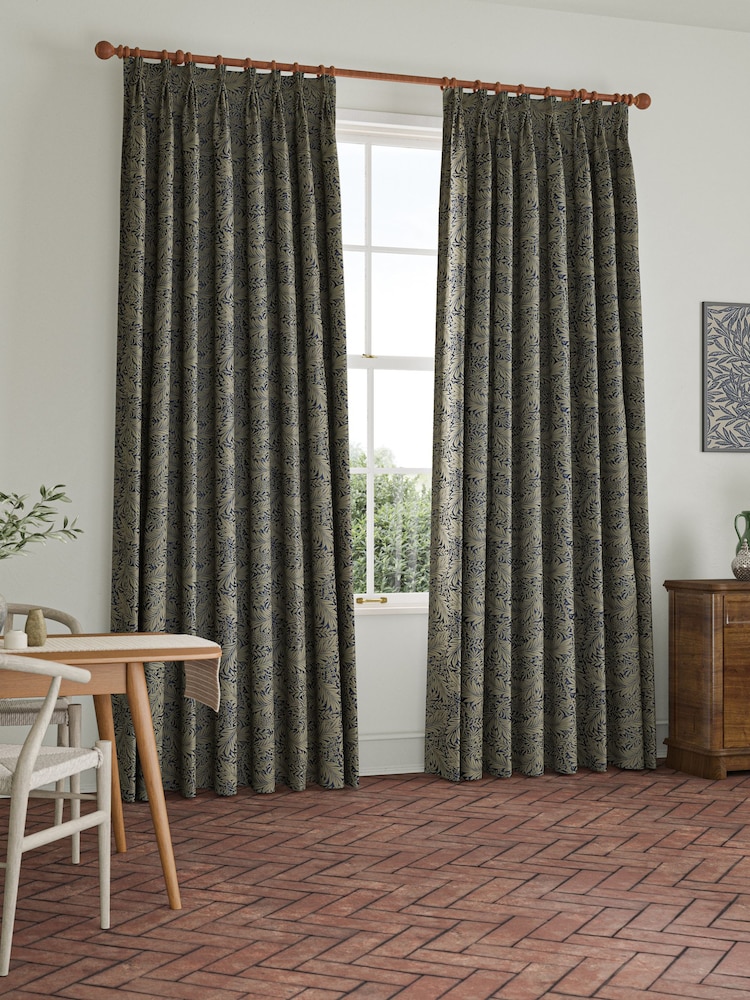 William Morris At Home Indigo Blue Larkspur Woven Made to Measure Curtains - Image 2 of 9