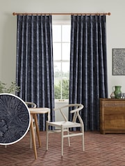 William Morris At Home Indigo Blue Marigold Velvet Made to Measure Curtains - Image 1 of 9