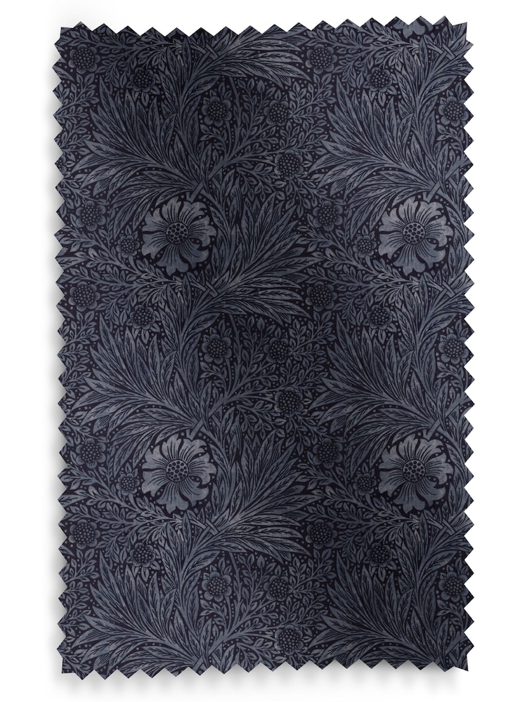 William Morris At Home Indigo Blue Marigold Velvet Made to Measure Curtains - Image 9 of 9