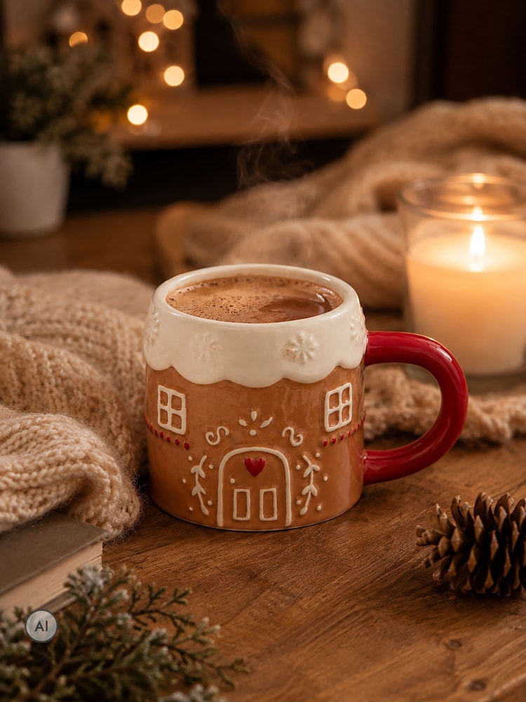 Kimm & Miller House Shaped Mug with Hot Chocolate - Image 2 of 5 Kimm & Miller House Shaped Mug with Hot Chocolate - Image 2 of 5
