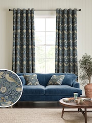 William Morris At Home Blue Strawberry Thief Made to Measure 100% Cotton Curtains - Image 1 of 9