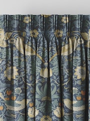 William Morris At Home Blue Strawberry Thief Made to Measure 100% Cotton Curtains - Image 5 of 9