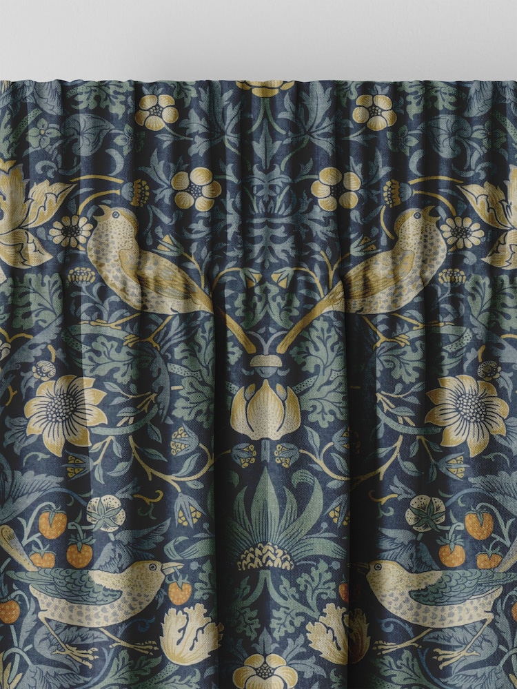 William Morris At Home Blue Strawberry Thief Made to Measure 100% Cotton Curtains - Image 6 of 9