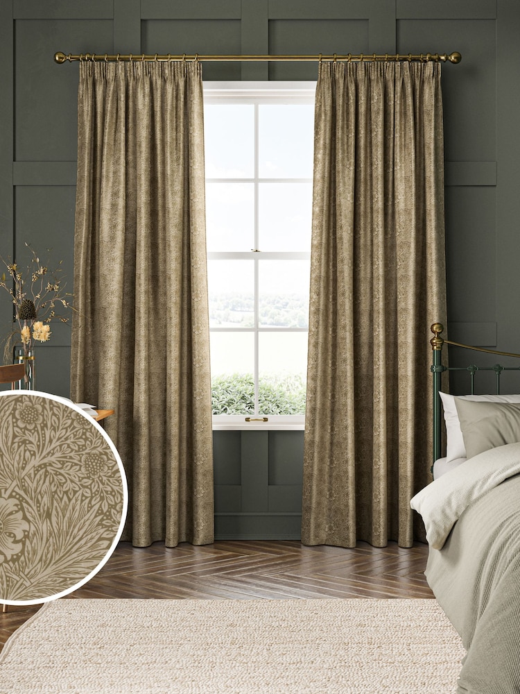 William Morris At Home Natural Marigold Velvet Made to Measure Curtains - Image 1 of 9