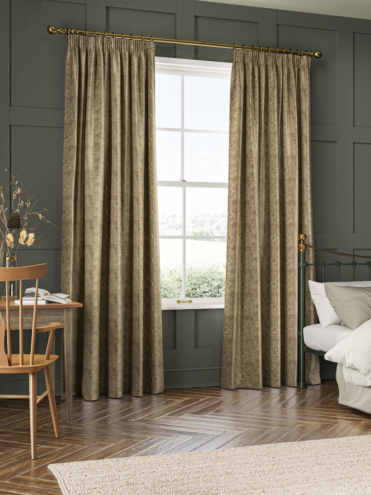 William Morris At Home Natural Marigold Velvet Made to Measure Curtains - Image 2 of 9
