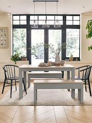 Dove Grey Malvern Oak Effect 4 Seater Dining Table and Bench Set - Image 1 of 9