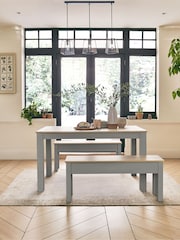 Dove Grey Malvern Oak Effect 4 Seater Dining Table and Bench Set - Image 2 of 9