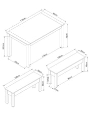 Dove Grey Malvern Oak Effect 4 Seater Dining Table and Bench Set - Image 3 of 9