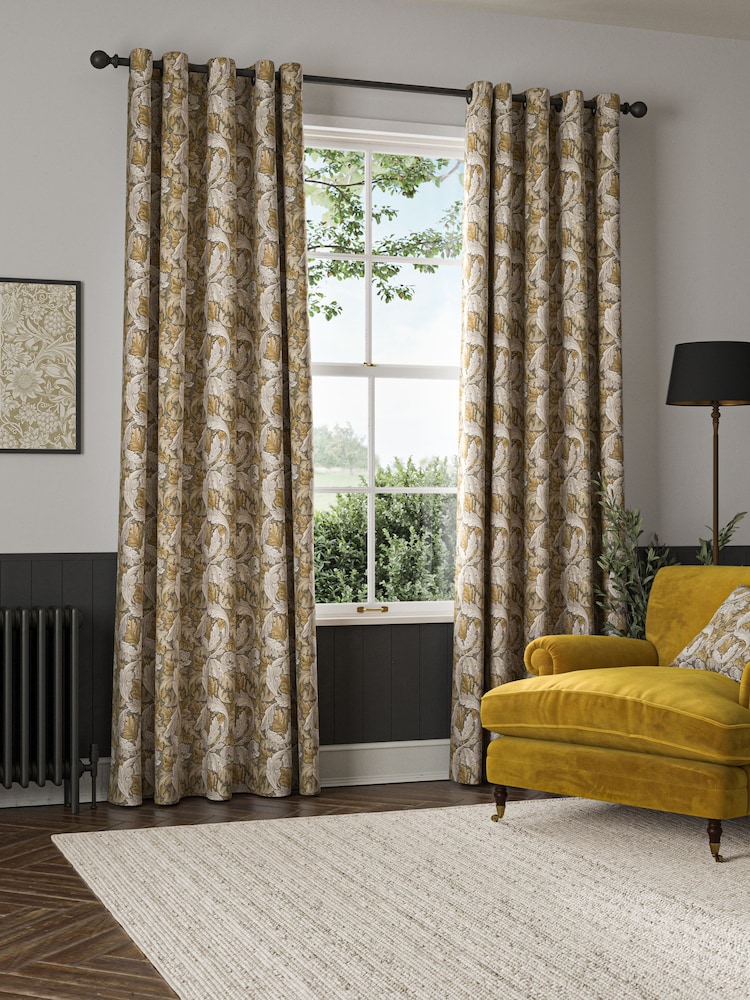 William Morris At Home Flint Grey Acanthus Velvet Made to Measure Curtains - Image 2 of 9