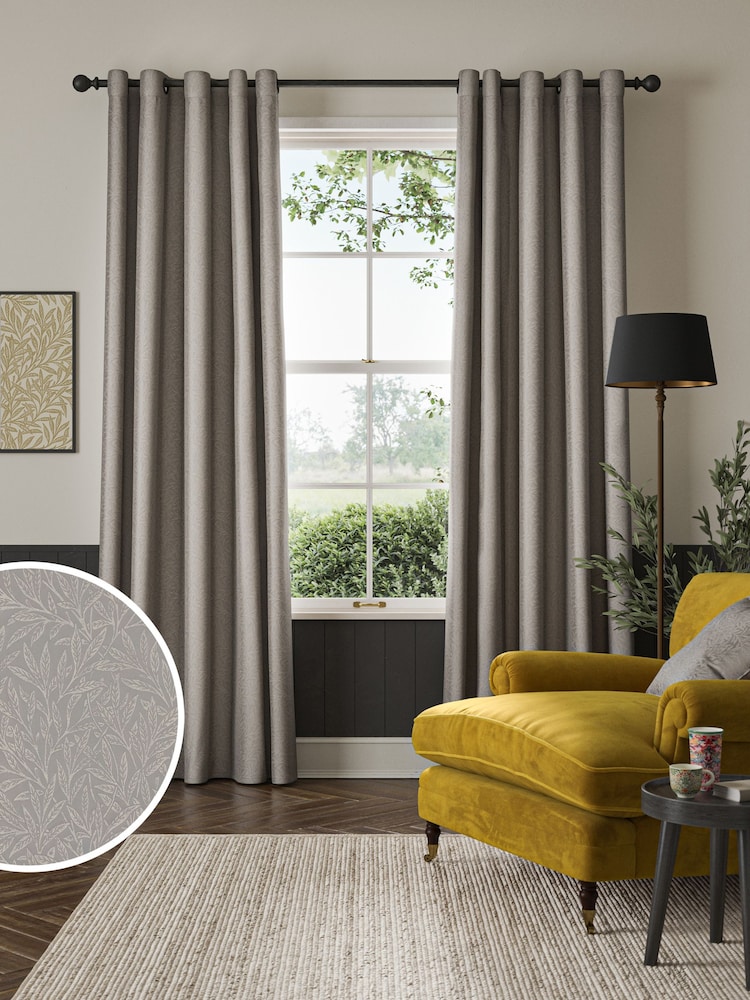 William Morris At Home Iron Grey Willow Woven Made to Measure Curtains - Image 1 of 5