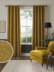William Morris At Home Ochre Yellow Marigold Velvet Made to Measure Curtains - Image 1 of 9