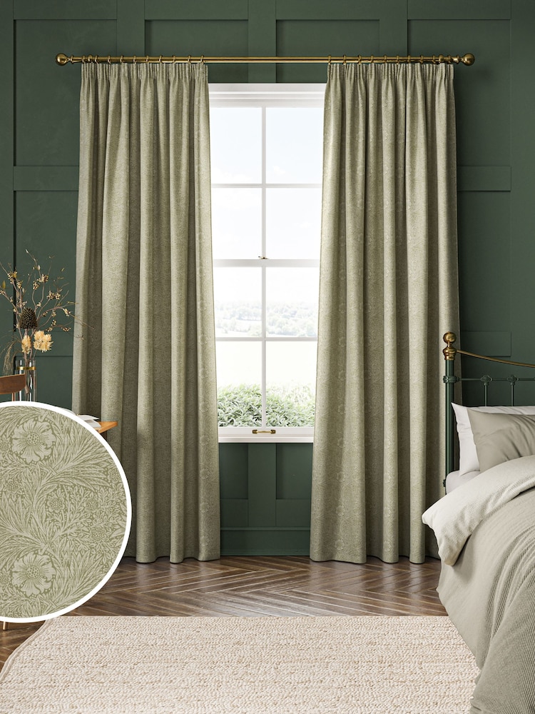William Morris At Home Nettle Green Marigold Woven Made to Measure Curtains - Image 1 of 9