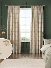 William Morris At Home Natural Lily Flower Embroidery Made to Measure Curtains - Image 1 of 9