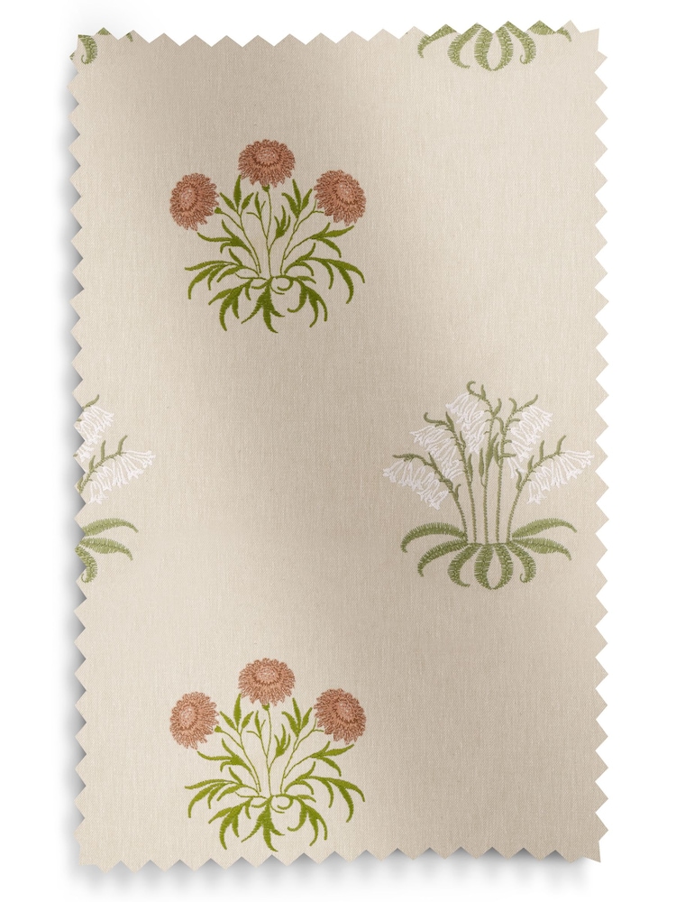 William Morris At Home Natural Lily Flower Embroidery Made to Measure Curtains - Image 9 of 9