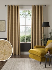 William Morris At Home Ochre Yellow Larkspur Woven Made to Measure Curtains - Image 1 of 9