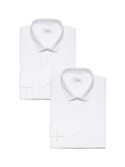Blanc - Slim Fit (Slim Fit) - Chemises à simple poignet d'entretien facile 2 Pack - Image 1 de 8