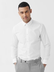 Blanc - Slim Fit (Slim Fit) - Chemises à simple poignet d'entretien facile 2 Pack - Image 2 de 8
