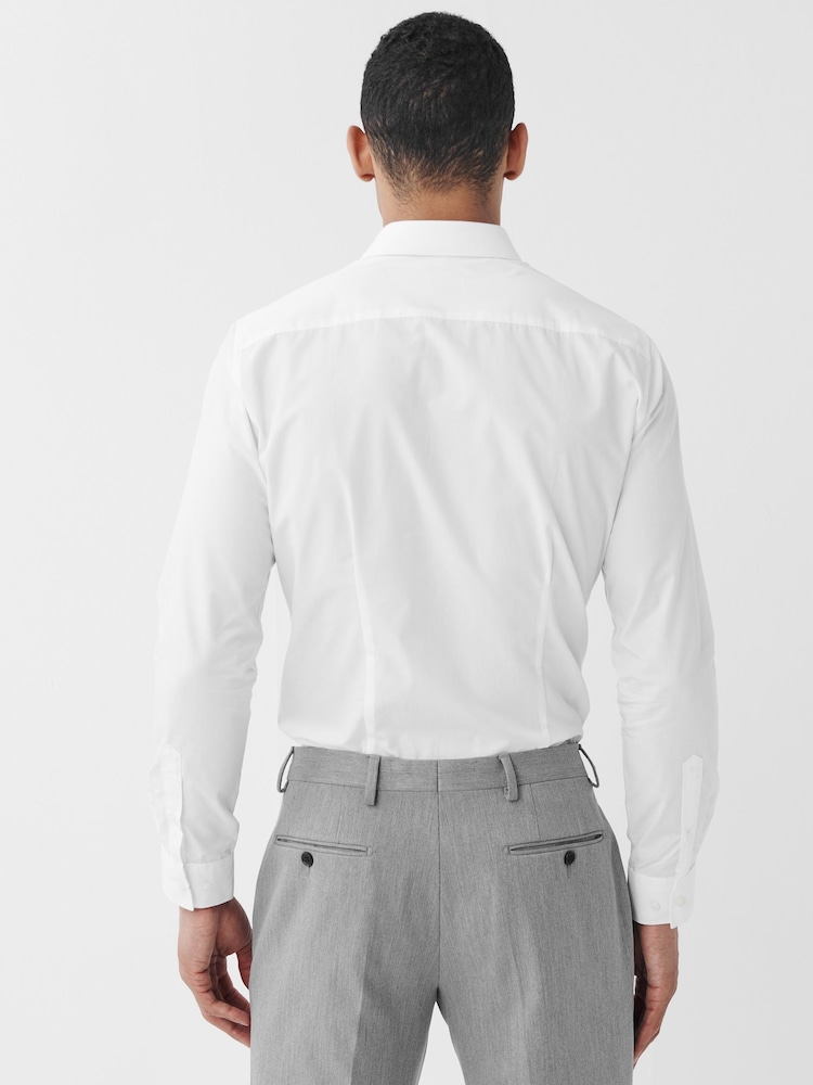 White Slim Fit Easy Care Single Cuff Shirts 2 Pack - Image 4 of 8