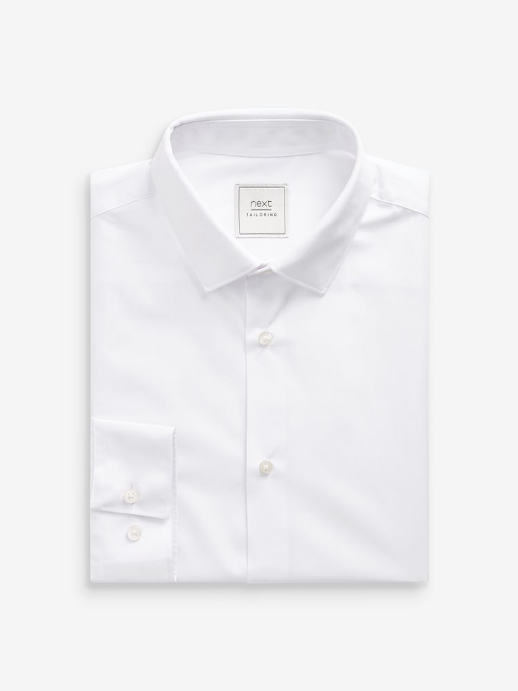 White Slim Fit Easy Care Single Cuff Shirts 2 Pack - Image 6 of 8