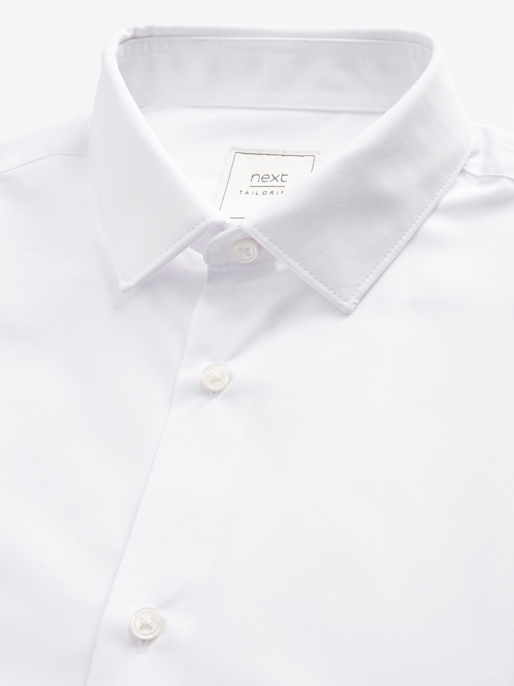 White Slim Fit Easy Care Single Cuff Shirts 2 Pack - Image 7 of 8