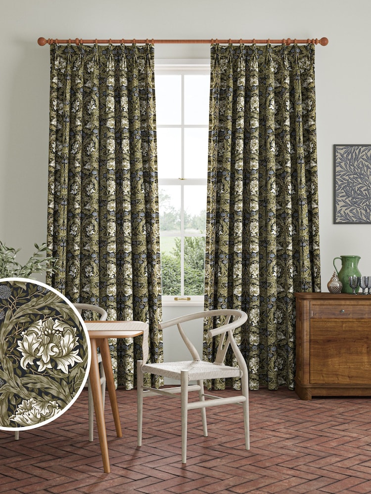 William Morris At Home Green African Marigold Made to Measure 100% Cotton Curtains - Image 1 of 9