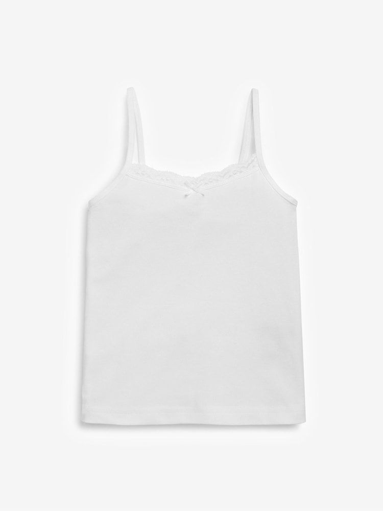 White 10 Pack Strappy Cami Vests (1.5-16yrs) - Image 2 of 4 White 10 Pack Strappy Cami Vests (1.5-16yrs) - Image 2 of 4