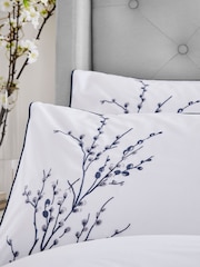 Laura Ashley Set of 2 Midnight Pussy Willow Sprig Embroidered Pillowcases - Image 1 of 2