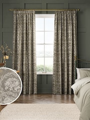 William Morris At Home Grey African Marigold Made to Measure 100% Cotton Curtains - Image 1 of 9