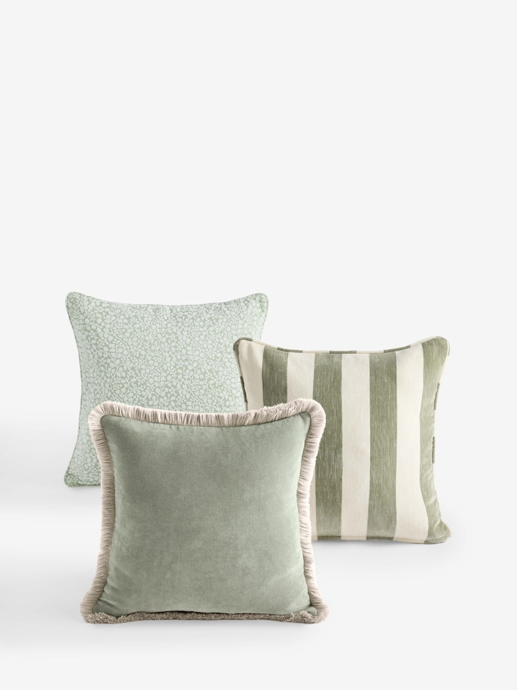 Set of 3 Green Cushions With Inserts - Image 3 of 3 Set of 3 Green Cushions With Inserts - Image 3 of 3