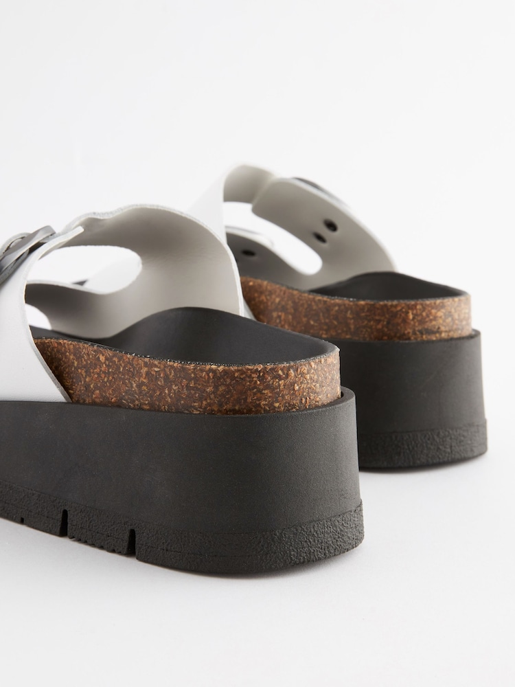 Blanc - Sandales Forever Comfort® en cuir à deux boucles et plateforme - Image 5 of 7