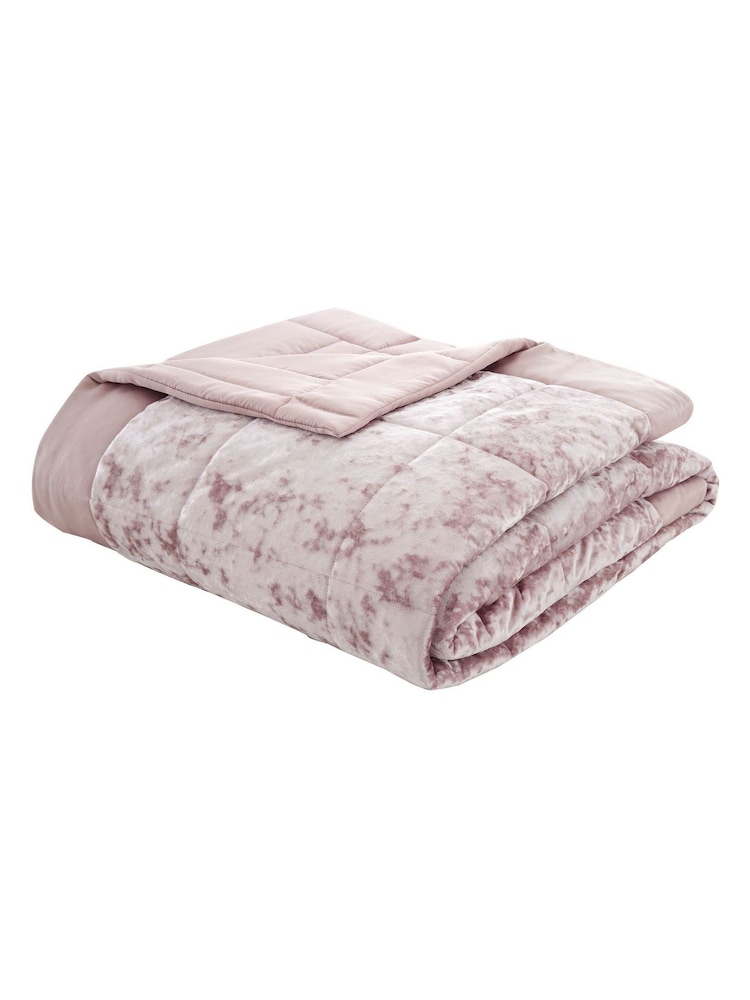 Catherine Lansfield Pink Crushed Velvet Bedspread - Image 2 of 4