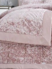 Catherine Lansfield Pink Crushed Velvet Bedspread - Image 3 of 4