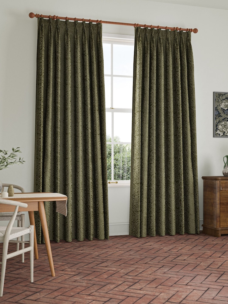 William Morris At Home Sage Green Willow Woven Made to Measure Curtains - Image 2 of 9