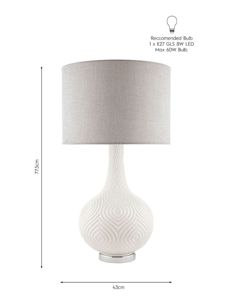 Laura Ashley White Grace Painted Patterned Glass Table Lamp - Image 1 of 2