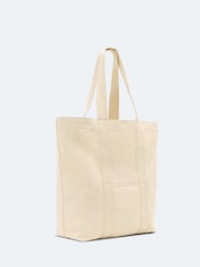 AllSaints Cream Canvas N/S Tote - Image 4 of 4