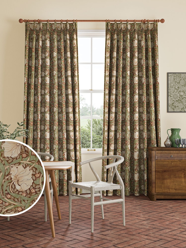 William Morris At Home Brick Orange Pimpernel Made to Measure 100% Cotton Curtains - Image 1 of 9