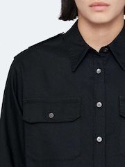 AllSaints Black Maven Military Shirt - Image 4 of 8