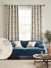 William Morris At Home Natural Lily Flower Embroidery Made to Measure Curtains - Image 1 of 9