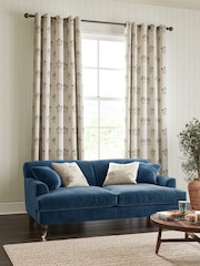 William Morris At Home Natural Lily Flower Embroidery Made to Measure Curtains - Image 2 of 9