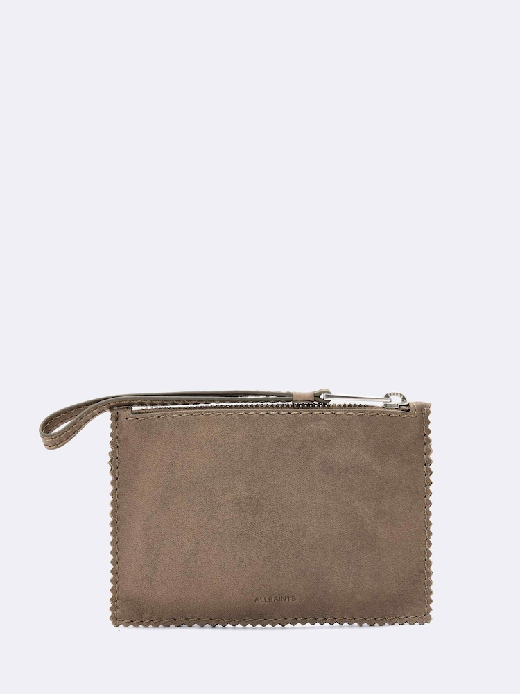 AllSaints Taupe Brown Siloh Mini Pouch - Image 1 of 2