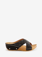 Pavers Heeled Black Mule Sandals - Image 1 of 5