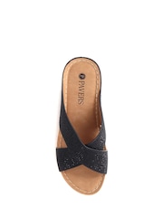 Pavers Heeled Black Mule Sandals - Image 4 of 5