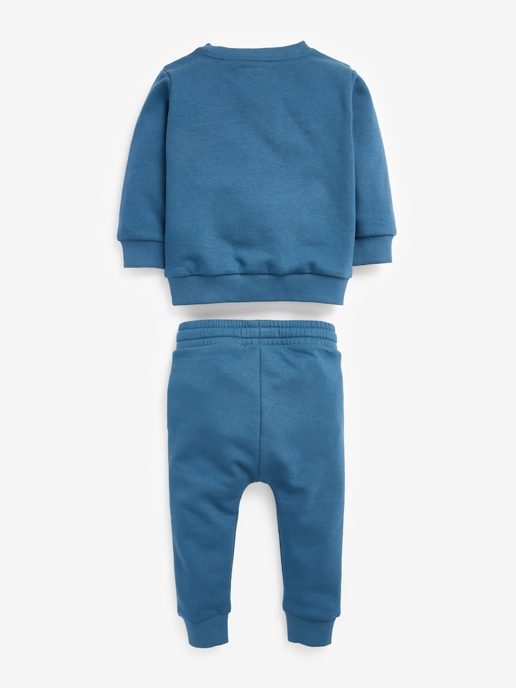Bleu moyen - Ensemble sweat-shirt et jogging en jersey (3mths-7yrs) - Image 6 of 7