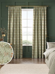 William Morris At Home Nettle Green Larkspur Made to Measure 100% Cotton Curtains - Image 1 of 9