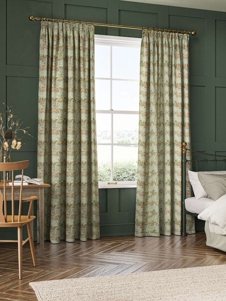 William Morris At Home Nettle Green Larkspur Made to Measure 100% Cotton Curtains - Image 2 of 9