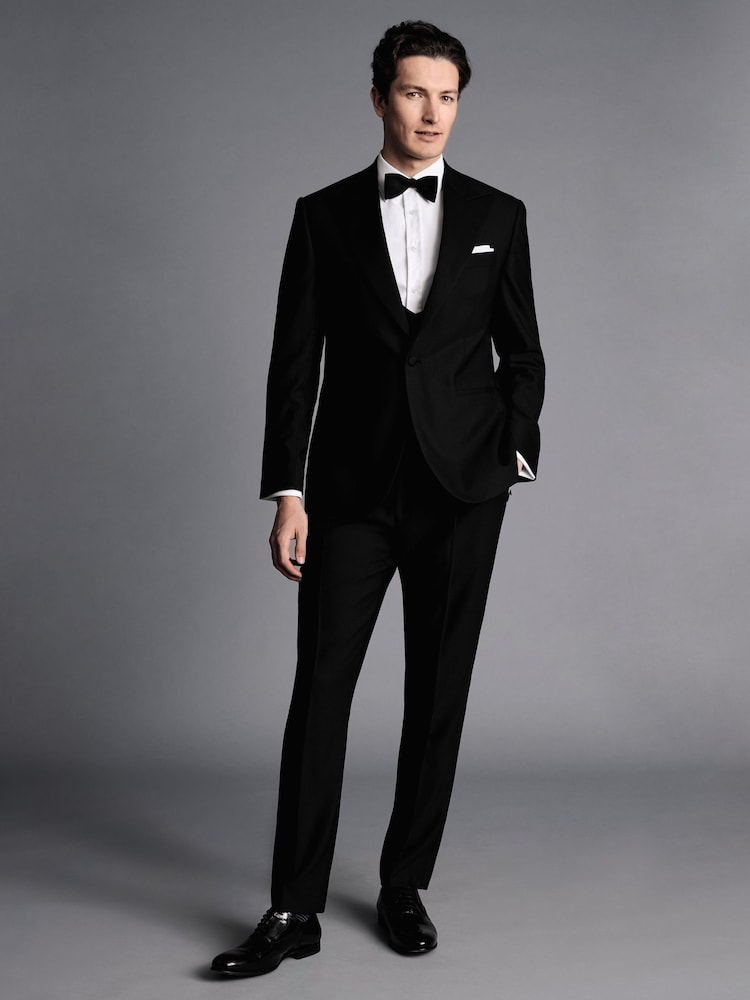 Charles Tyrwhitt Black Adjustable Fit Dinner Suit Double Breasted Waistcoat - Image 1 of 1