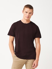 Red Dark Burgundy Regular Fit Essential Crew Neck Cotton T-Shirt - Image 1 of 5