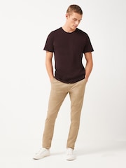 Red Dark Burgundy Regular Fit Essential Crew Neck Cotton T-Shirt - Image 2 of 5